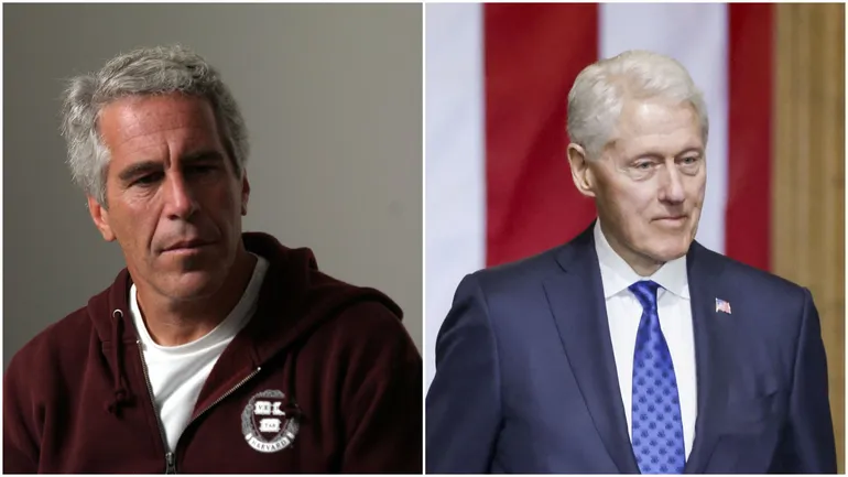 Gauche : Jeffrey Epstein en 2004. Droite : Bill Clinton (ex-président des USA) à la cérémonie d’investiture de Donald Trump à Washington, DC 2025.