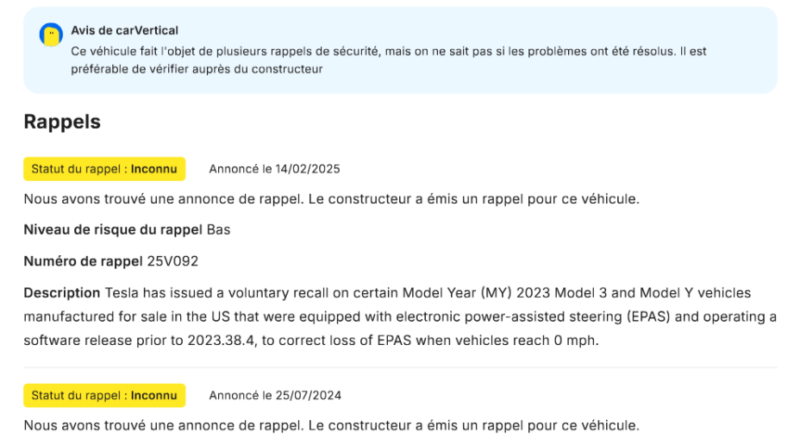 « Avis de nos lecteurs sur carVertical pour l'achat entre particuliers »