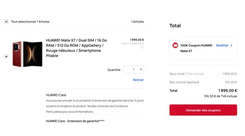 Huawei Mate X7 : le pliable photo devient plus recommandable après 200 € de remise