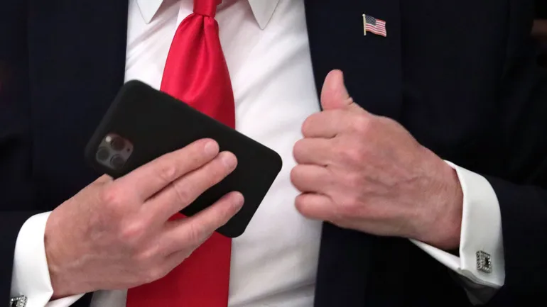 Le téléphone de Donald Trump, le 18 juin 2020 à Washington DC.