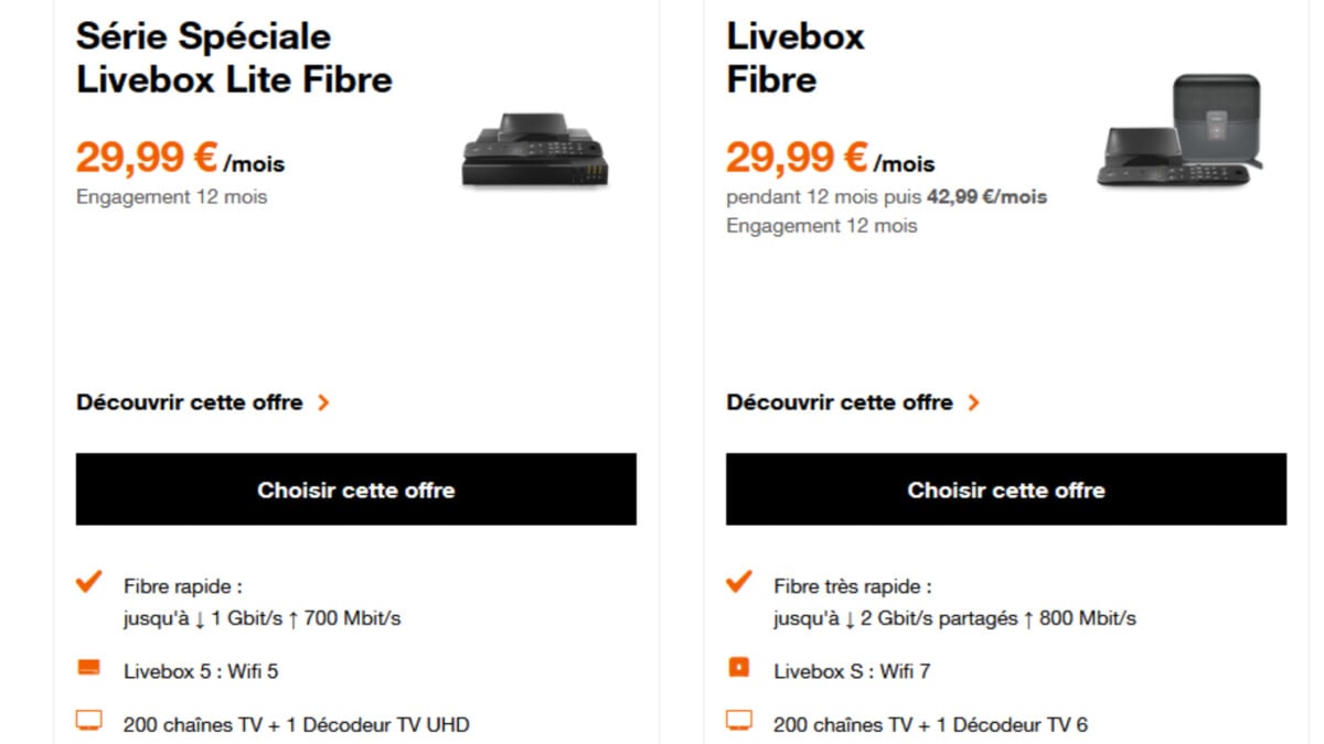 L’offre Orange Livebox Fibre avec décodeur TV 6