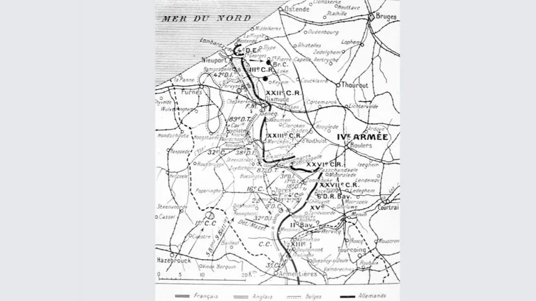 Ligne de front dans les Flandres, en novembre 1914