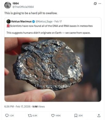 Tous les composants de l'ADN retrouvés dans des météorites : la vie vient-elle de l'Espace ? Pas si vite…