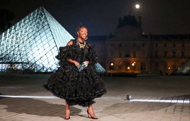 Theodora au Grand Dîner du Louvre, à Paris, le 3 mars 2026.