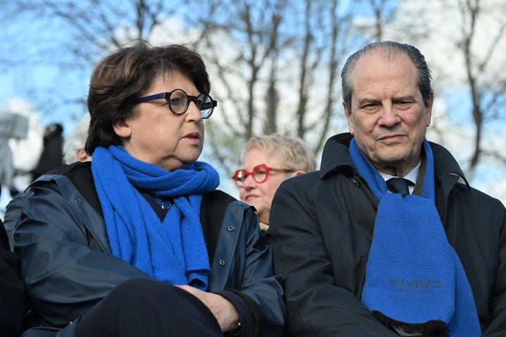 Marine Aubry et Jean-Christophe Cambadélis ont assisté à l'hommage national rendu à l'ancien Premier ministre, Lionel Jospin, aux Invalides à Paris, le 26 mars 2026.