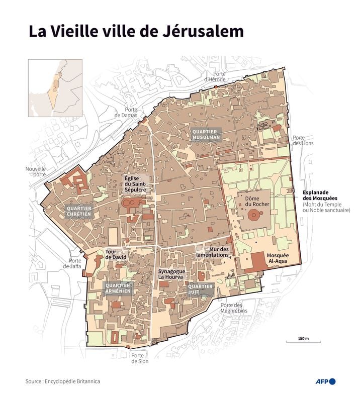 Carte de la Vieille ville de Jérusalem.