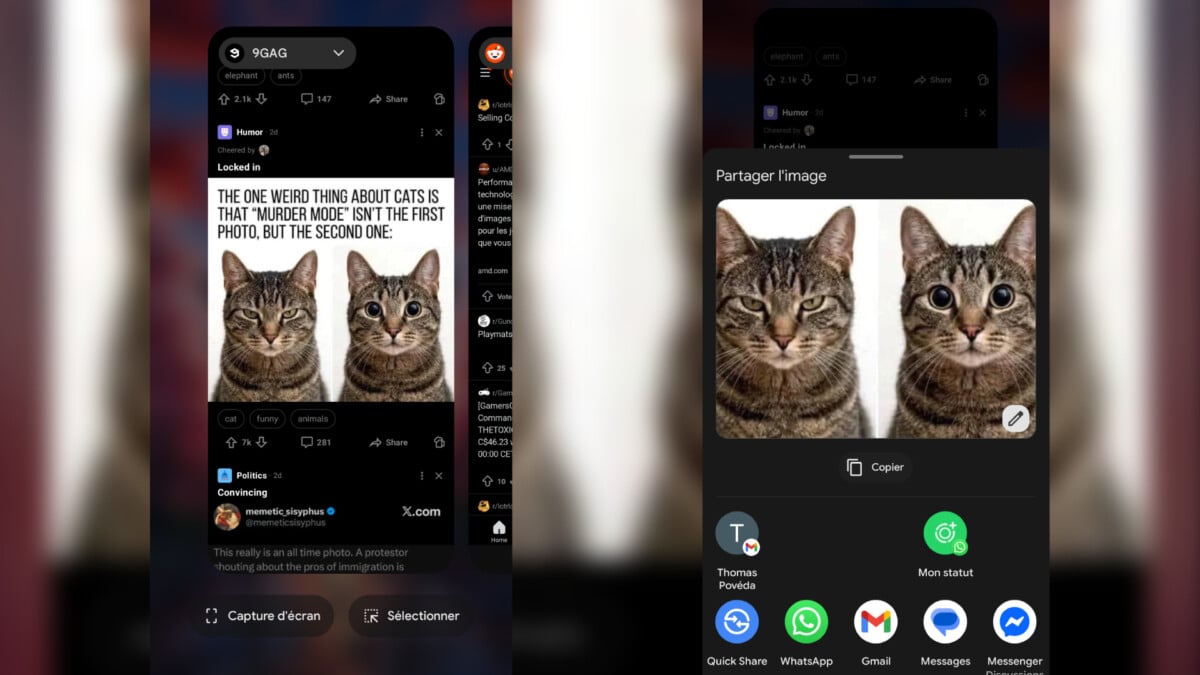 Seule l'option Copier subsiste