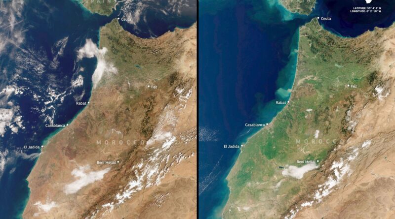 L’image satellite montre la verdure au Maroc, un an après la sécheresse.