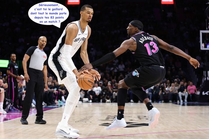 Victor Wembanyama a survolé lundi son duel avec l'intérieur du Heat Bam Adebayo, limité à un terrible 5/17 aux tirs contre le géant français.