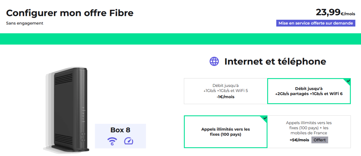 Doubler le débit coûte 1 € de plus