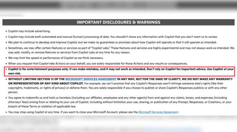 « Copilot uniquement destiné au divertissement » : inquiétudes sur l’utilisation de l’IA