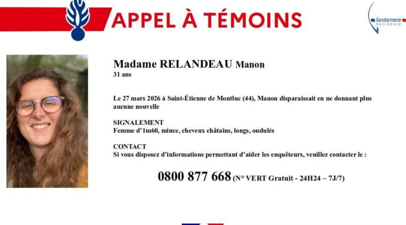 Disparition de Manon Relandeau près de Nantes : gendarmerie lance appel à témoins