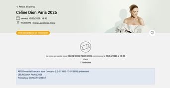 EN DIRECT : Vente générale de Céline Dion à Paris après une heure d'attente.