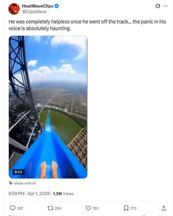 Il chute d’un toboggan à des dizaines de mètres ? Seulement dans le monde des IA.