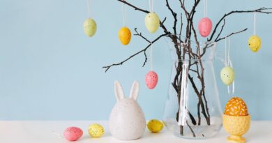 Les symboles et traditions de Pâques : œufs, poules, cloches, lapins.