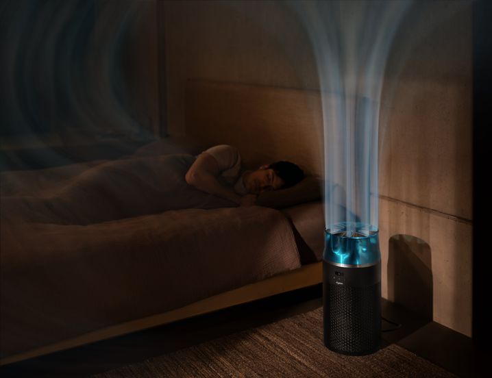 Le purificateur d'air «Hushjet Purifier Compact» de Dyson inaugure un système de circulation d'air à 360°.