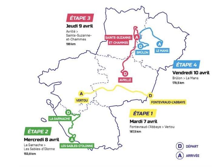 Les étapes du Région Pays de la Loire Tour 2026