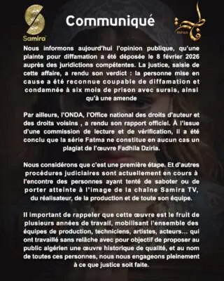 Verdict de la justice concernant la plainte pour la série « Fatma »