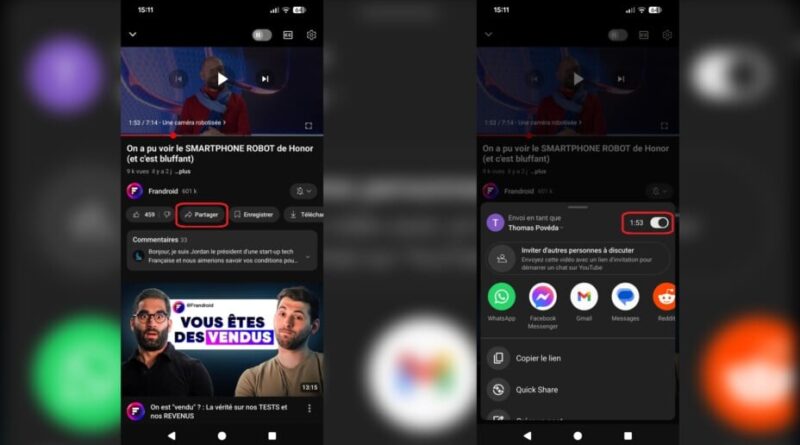 YouTube : une option de partage mobile arrive, des années après le Web