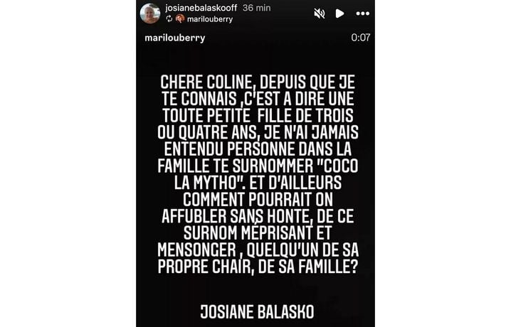 Josiane Balasko a pris la défense de sa nièce Coline Berry