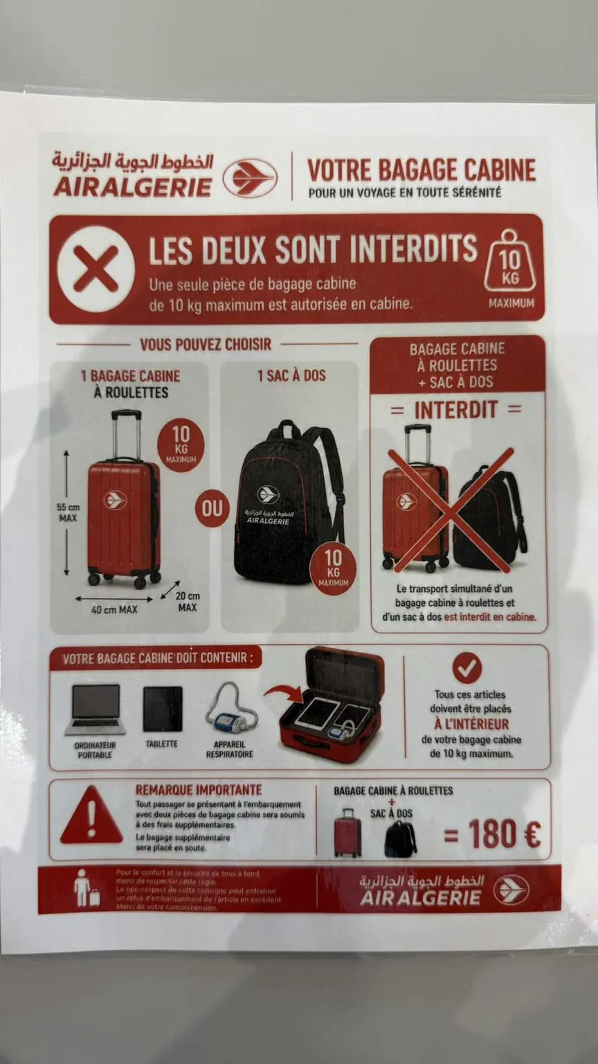 Air Algérie : un bagage supplémentaire coûte 180 euros