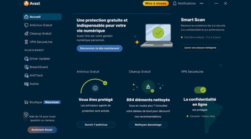 Avast One Gratuit : antivirus et protection contre les arnaques en ligne.