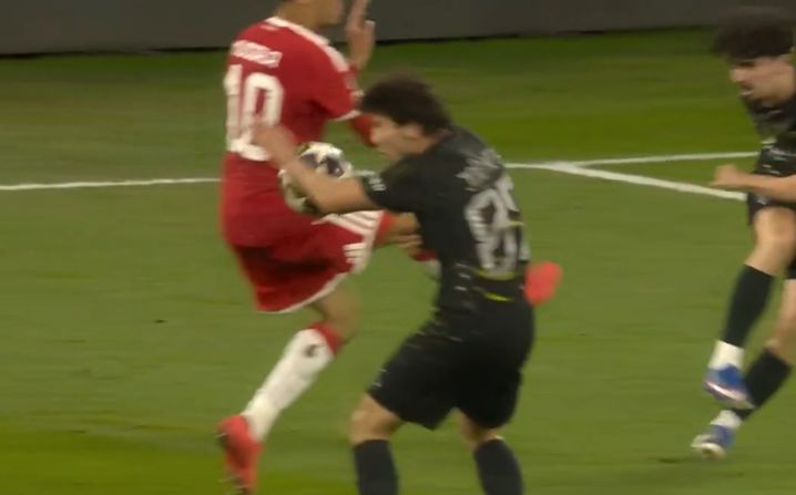João Neves a touché le ballon du bras dans sa surface de réparation après un dégagement de Vitinha