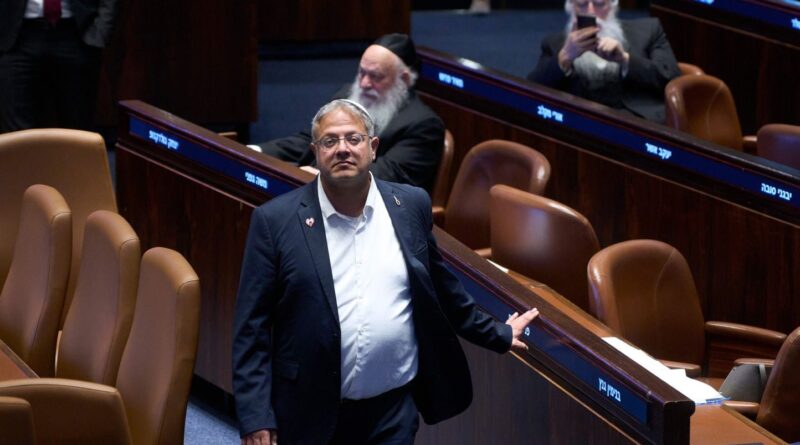 Ben Gvir, ministre israélien, interdit de territoire français après vidéo de la « flottille pour Gaza » agenouillée.