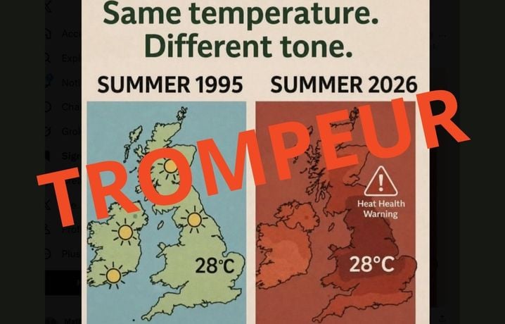 Ce montage compare deux versions supposées d'une même carte à un peu plus de trente ans d'écart.