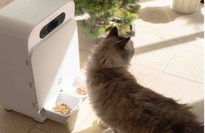 Le distributeur de croquettes et de pâtée pour chat «Yomy» identifie l'animal lorsqu'il se présente.
