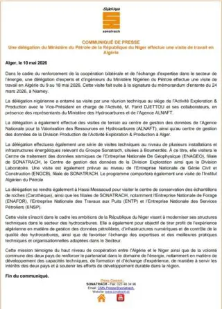 Coopération énergétique : des experts nigériens en grand nombre en Algérie