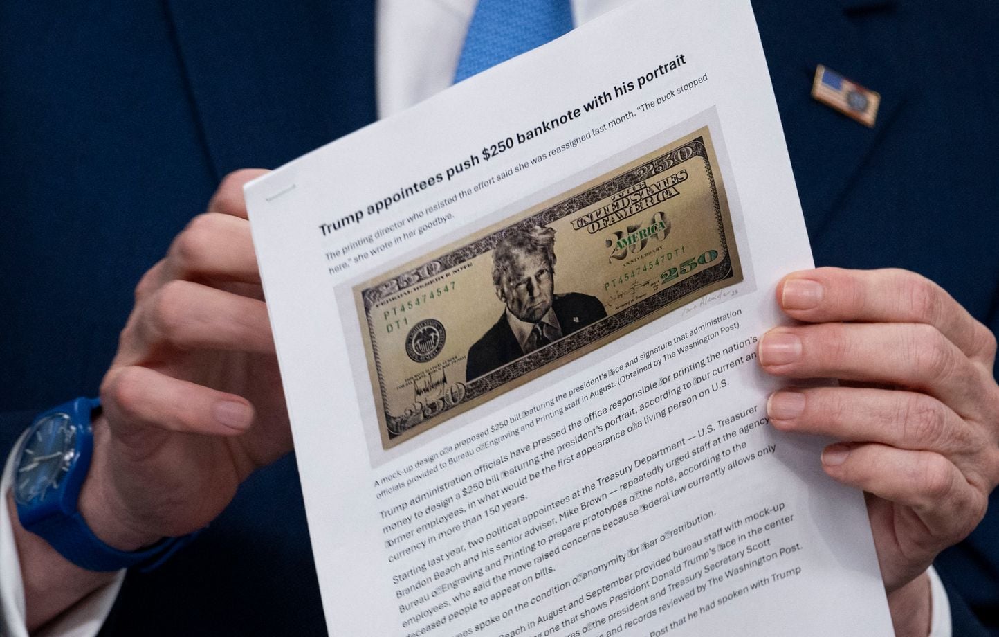 Etats-Unis : L’administration Trump veut un billet de 250 dollars à l’effigie du président