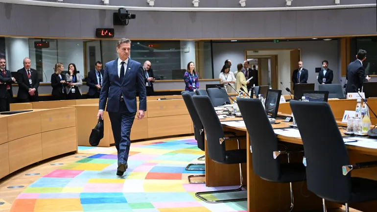 L’ex-Premier ministre slovène, Robert Golob, au sommet européen du 19 mars dernier, à Bruxelles.