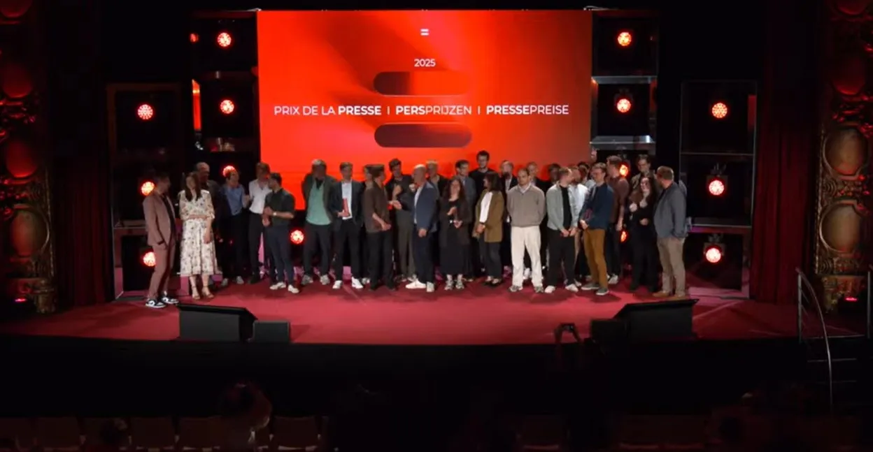 La RTBF, primée au Prix Belfius de la Presse, Karim Fadoul et David Bertrand honorés.