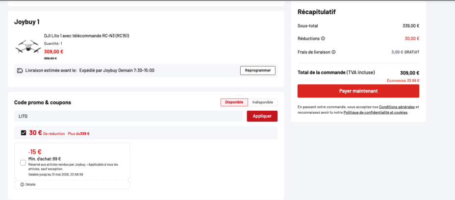 Le DJI Lito 1, compact et à moins de 310 €, pour débutants.