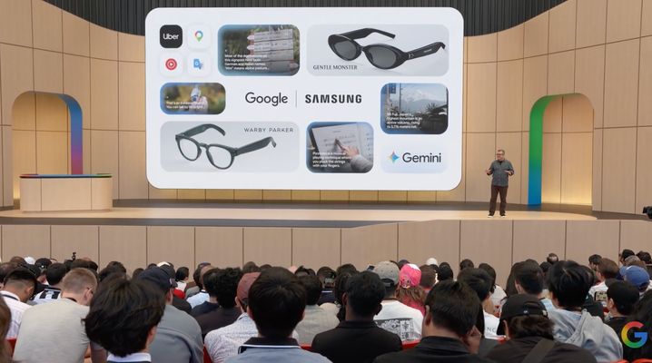 La présentation des lunettes connectées Samsung/Google lors de la conférence annuelle des développeurs Google I/O 2026.