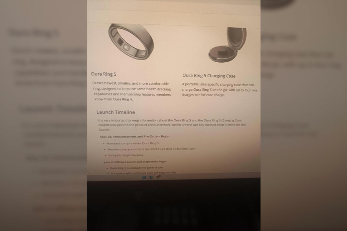 Le document abordant l'Oura Ring 5