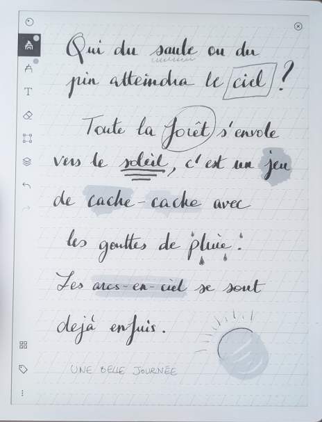 Page Remarkable 1 Le document en N&B sur la tablette