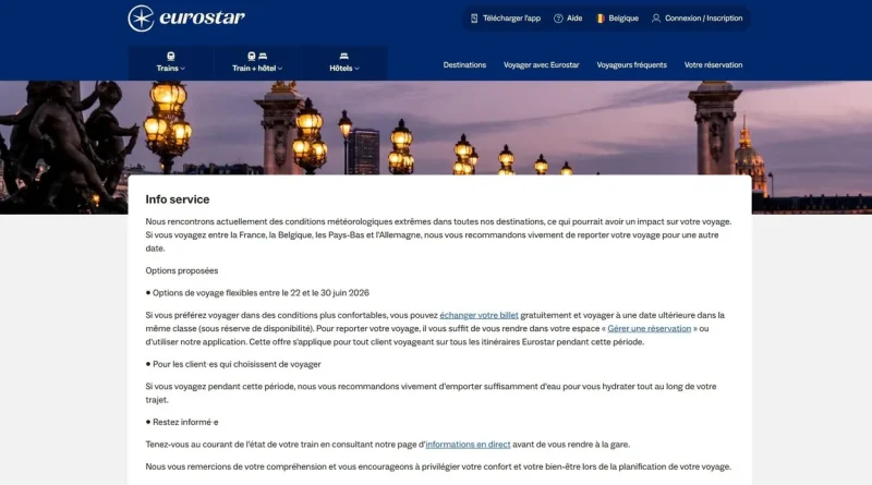 Canicule : Eurostar ne conseille pas de voyager pour les passagers
