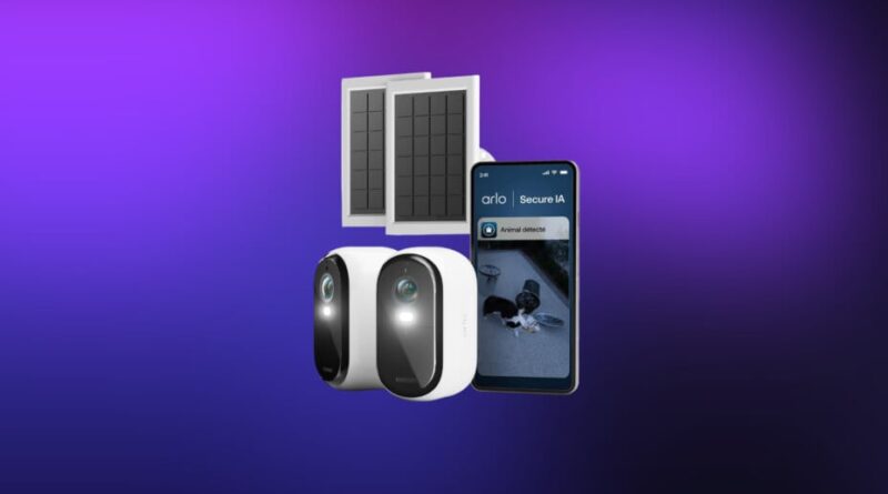 Duo de caméras Arlo avec IA réduit de -30 % avec panneaux solaires