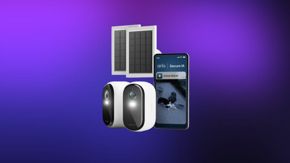 Duo de caméras Arlo avec IA réduit de -30 % avec panneaux solaires