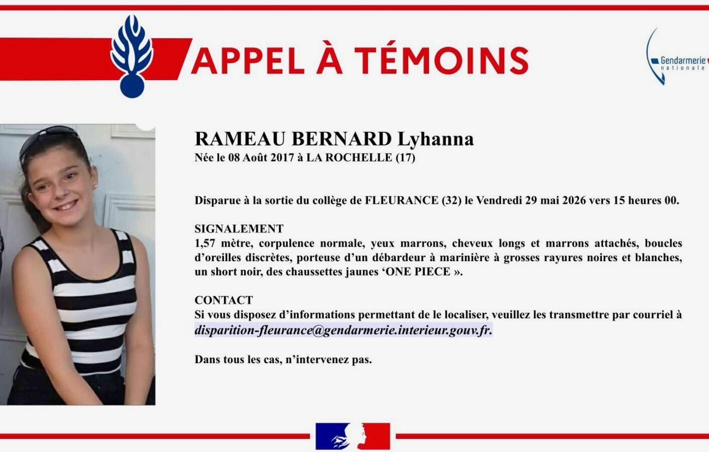 Gers : Les recherches pour Lyhanna, 11 ans, introuvable, en garde à vue