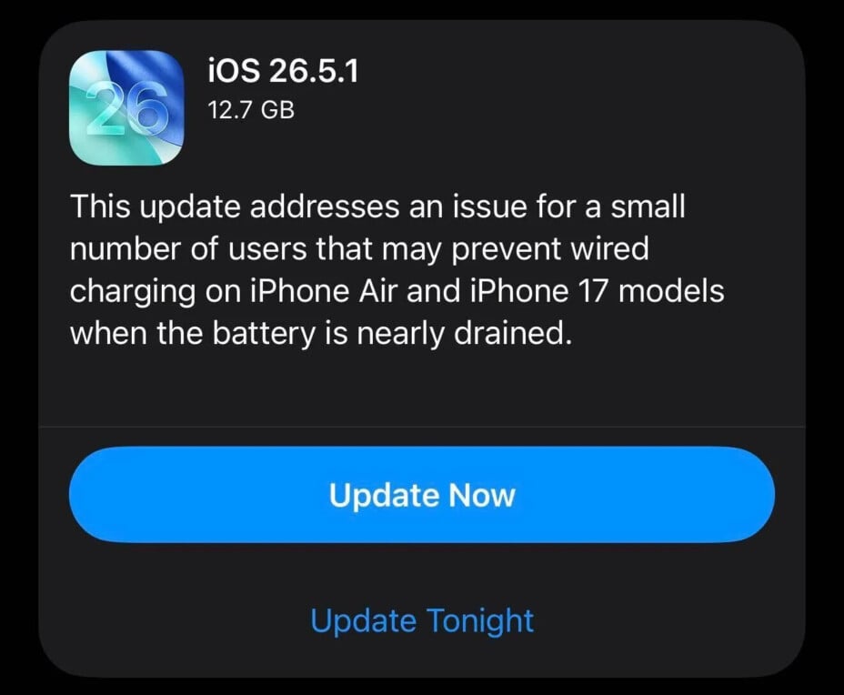 iOS 26.5.1 corrige le problème de charge des iPhone 17 et iPhone Air