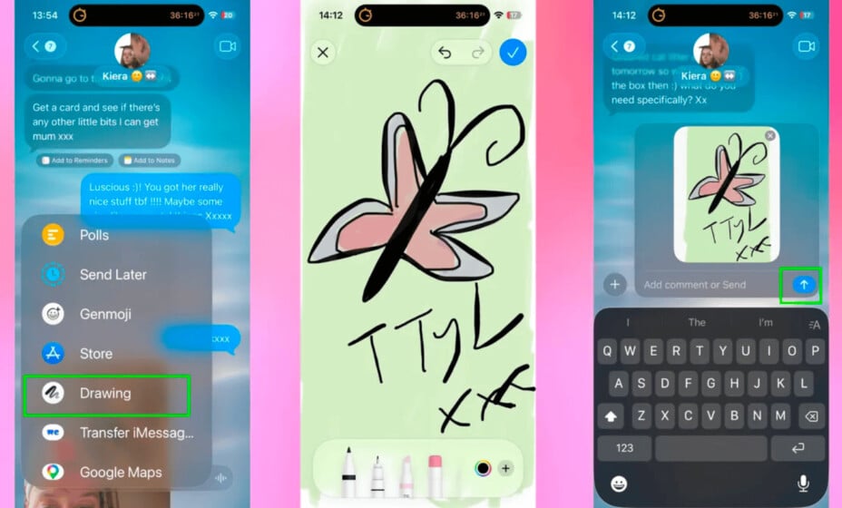 iOS 27 : l'application Messages permet désormais de dessiner aux contacts