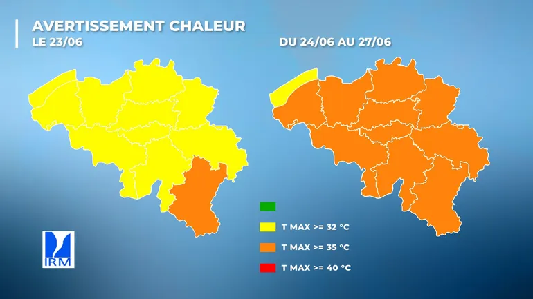 L'avertissement chaleur passera à l'orange partout (sauf à la côte) dès mercredi