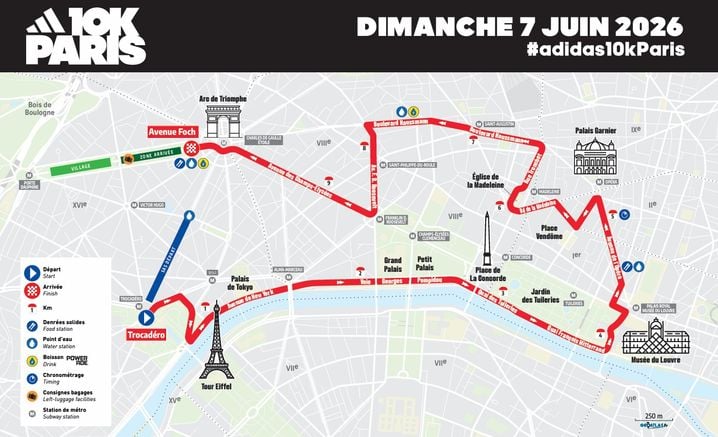 Le parcours du 10K Adidas Paris 2026.