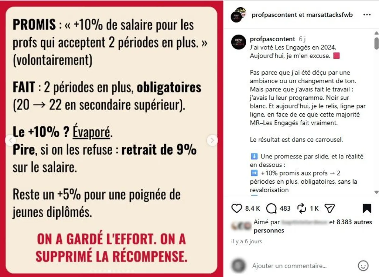 Les Engagés ont-ils vraiment tenu leurs promesses salariales pour les profs ?