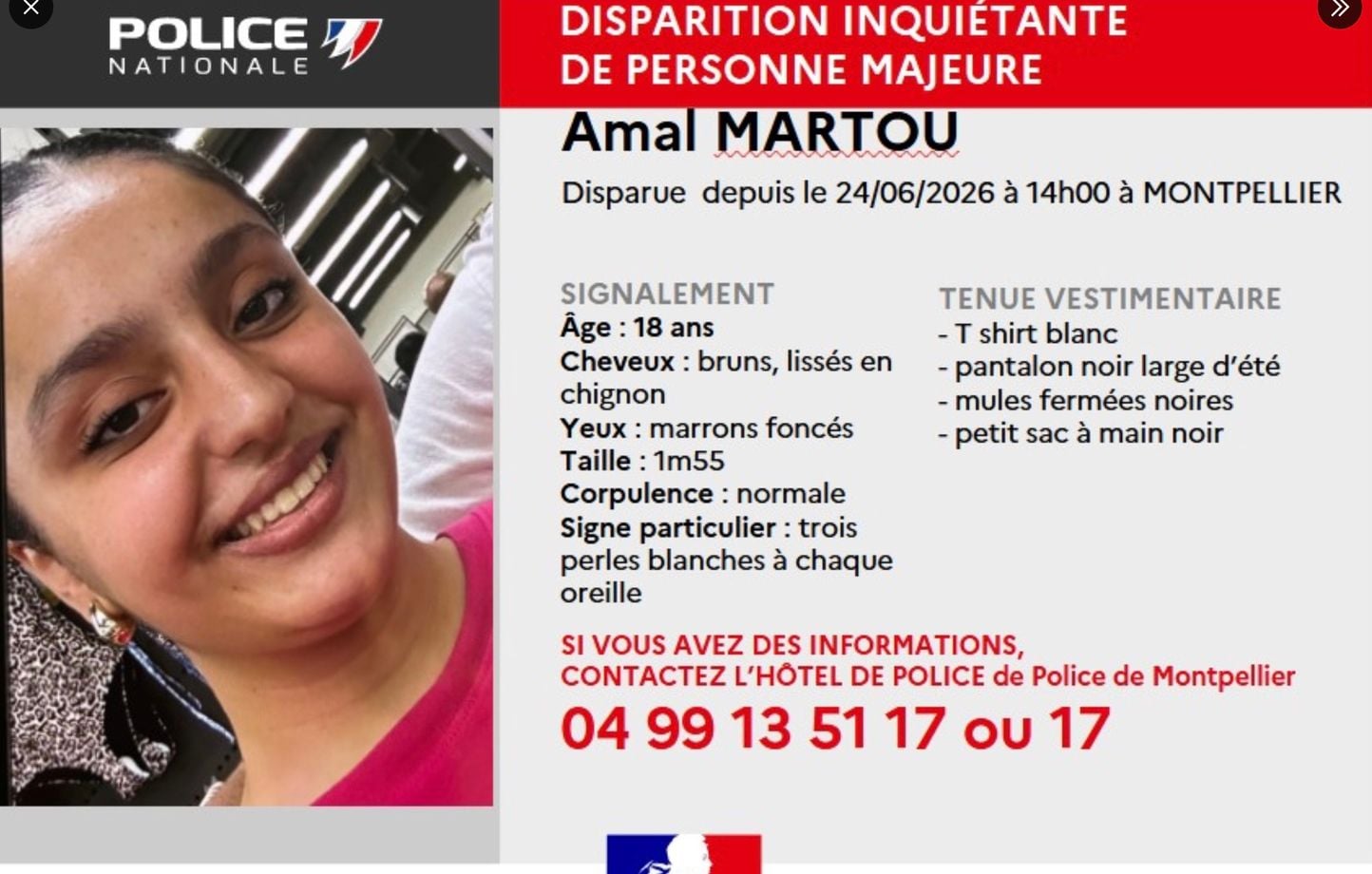 Montpellier : la police recherche témoins pour Amal, 18 ans, jamais rentrée de ses courses