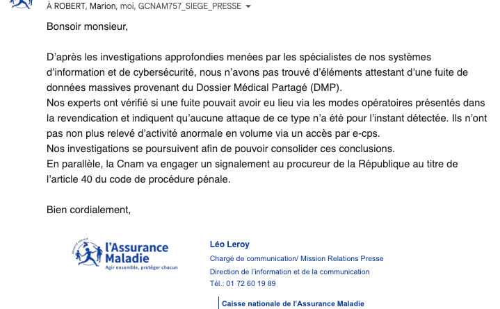 Piratage de 34 millions de dossiers médicaux : l'Assurance Maladie dément.