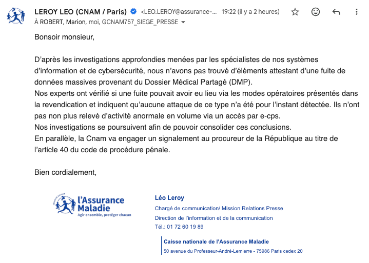Piratage de 34 millions de dossiers médicaux : l'Assurance Maladie dément.